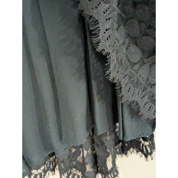 Free People Black Lace Overlay Mini Dress Witchy Halloween Goth Whimsygoth Sheer - Picture 6 of 8